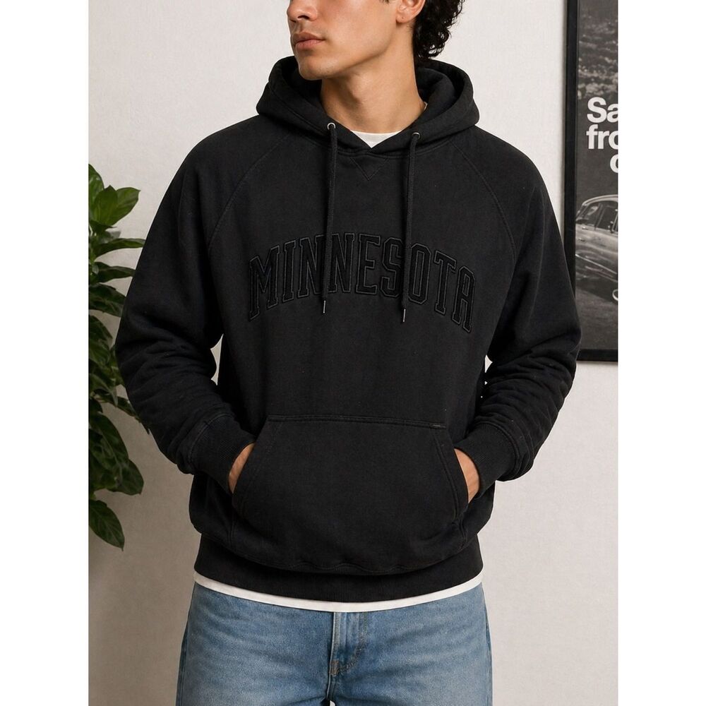 OVB Old Varsity Brand Black Minnesota Hoodie Sweatshirt Size L